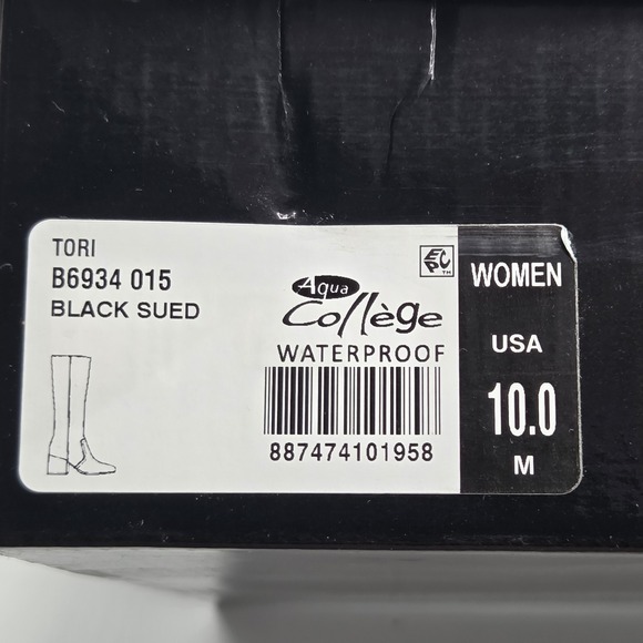 Aqua College Women Tori Waterproof‎ Black Suede Knee-High Boots 10M Side Zipper - Picture 4 of 16